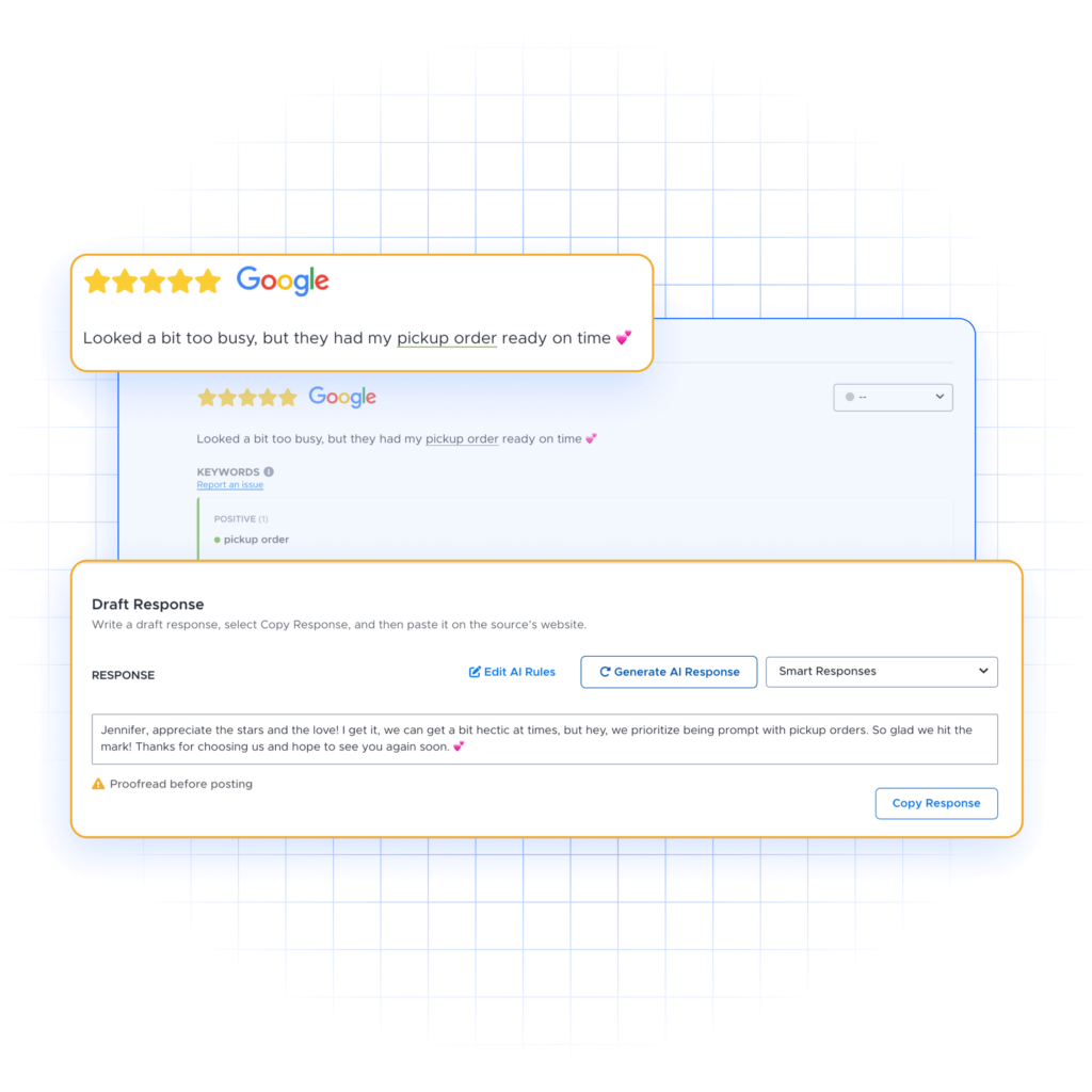 AI generating responses to Google reviews. 
