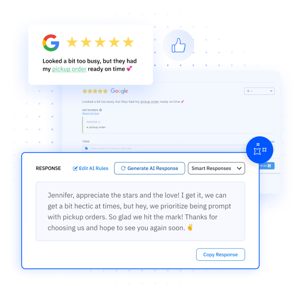 Review response automation using Pearl-Plaza's XI Platform.